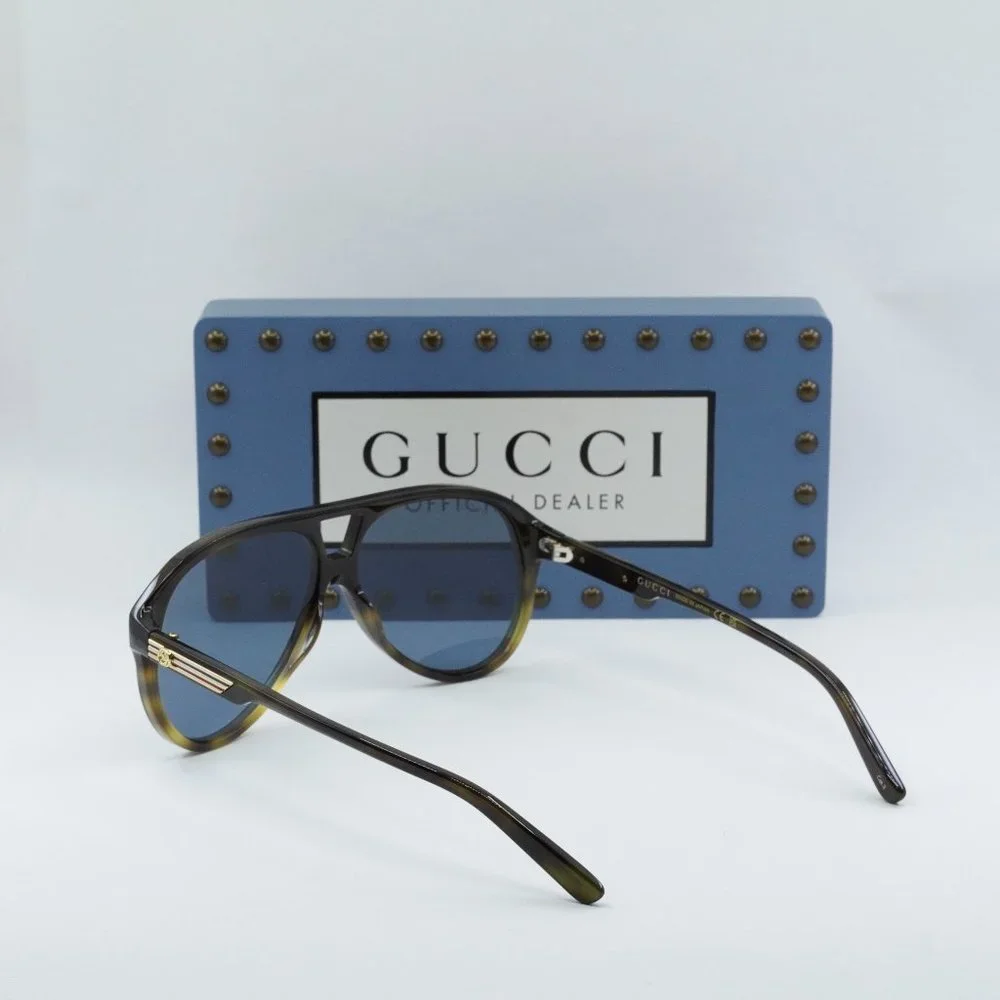 FINAL PRICE NEW GUCCI GG1286S 004 VINTAGE HAVANA/BLUE SUNGLASSES - Picture 8 of 9
